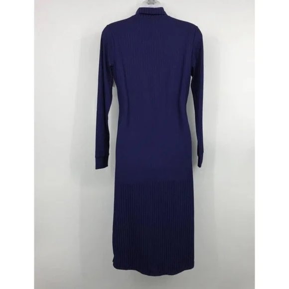 NWT NSR Women's Long Sleeve Ribbed Turtleneck Dress Blue Size M $90 X212 - Picture 2 of 2